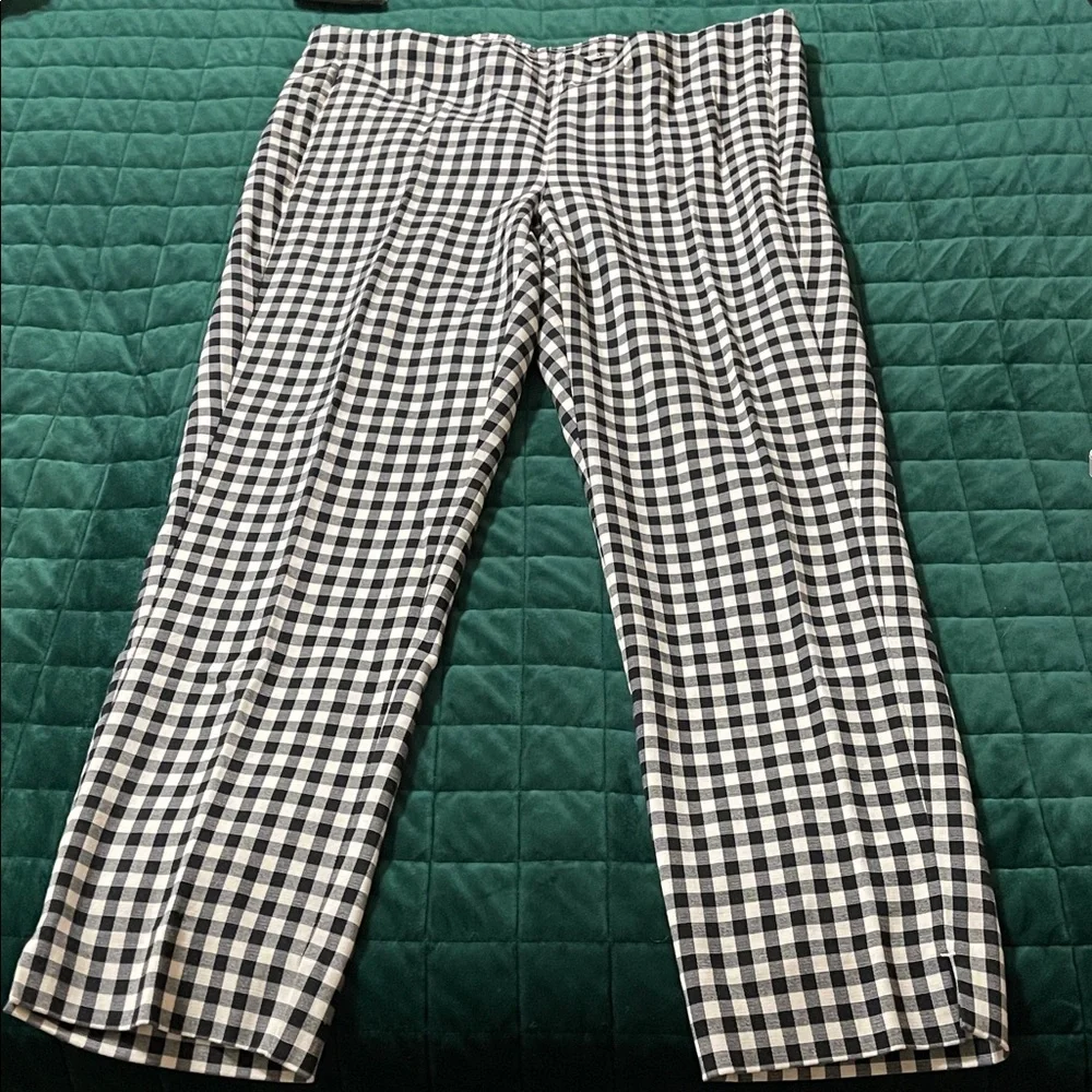 J. Jill Black and White Checkered Straight Leg Pants